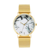 Women's Mesh Band Marble Face Quartz Watch