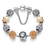Tibet 925 Silver Crystal Glass Bead Charm Bracelet
