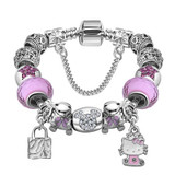 Tibet 925 Silver Crystal Glass Bead Charm Bracelet