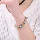 Tibet 925 Silver Crystal Glass Bead Charm Bracelet