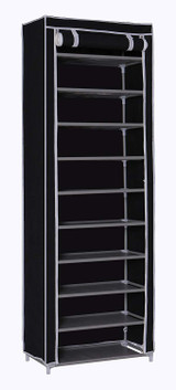 Black 10 Tier Shoe Rack 30 Pairs Shoe