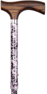 Aluminium Folding Telescopic Walking Stick(Floral Pattern with Wooden Grip)