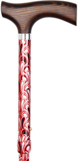 Aluminium Folding Telescopic Walking Stick(Floral Pattern with Wooden Grip)