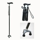 Yuetor Cane - 3-point Slim Neck Telescopic Folding Cane(Black)