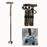 Yuetor Cane - 3-point LED Telescopic Folding Cane(Brown)