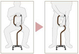 Shima Product Cane -  Aluminum 4-point Cane(S-shape) Ｓ字クオッドケイン オールアルミ四点式杖