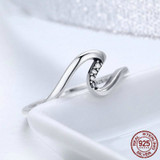 Sterling Silver Wave Ring With Cubic Zirconia