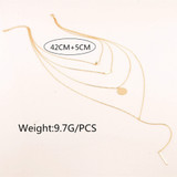 Gold Tone Multi-Layer Chain - Four Layer Simple Metal Long Necklaces & Pendants