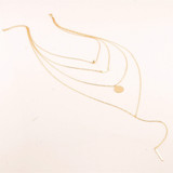 Gold Tone Multi-Layer Chain - Four Layer Simple Metal Long Necklaces & Pendants