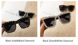 Oversized Rhinestone Square Diamond Sunglasses Glasses