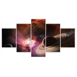 5 Panel Planet Universe Space Canvas Wall Art