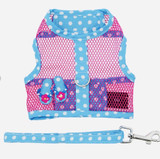 Flip Flop Pink and Blue Cool Mesh Velcro Dog Harness with Leash