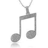Sparkling Music Note Rhodium And Cubic Zirconia Pendant