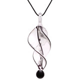Bleek2sheek Murano-inspired Glass Black Tornado Twist Pendant Necklace