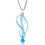 Bleek2sheek Murano-inspired Glass Aqua Tornado Twist Pendant Necklace