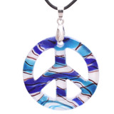 Bleek2sheek Murano-inspired Glass Nautical Themed Peace Sign Pendant Necklace