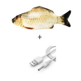Electric Cat Toy+ Soft 3D Catnip Stuffed Wagging Fish+ Simulation Plush Fish Catnip Pillow+ Kitten Relieve Stress Teaser Toy