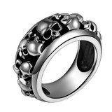 925 Stacked Skulls Band Ring
