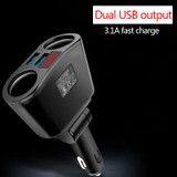 Car Charger, 12V Auto 2-Socket Cigarette Lighter Splitter