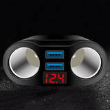 Car Charger, 12V Auto 2-Socket Cigarette Lighter Splitter