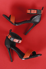 Studded Open Toe Ankle Strap Stiletto Heel