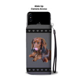 Dachshund Phone Case Wallet - Red Long Haired