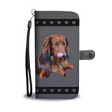 Dachshund Phone Case Wallet - Red Long Haired