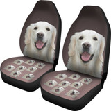 Golden Retriever Car Seat Covers Cream - Set of 2