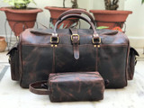 Fathers day Gift Combo Offer: Toiletry Bag with 24 Inch Dark Brown Genuine Hunter Leather Duffle Bag