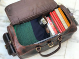 Fathers day Gift Combo Offer: Toiletry Bag with 24 Inch Dark Brown Genuine Hunter Leather Duffle Bag