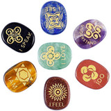 Healing Crystal English Symbol Witches Rune Set Chakra Stones Palm Stone Reiki Balancing, 7 Pcs