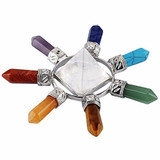 Pyramid & 7 Chakra Points Energy Generator,Reiki Healing Crystal Stone,Mixed Stone:
