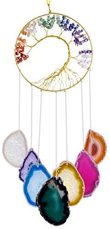 7 Chakras Stones Healing Crystals Tree of Life Wall Hanger Tumbled Gemstones Meditation Hanging Ornament
