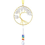 7 Chakras Stones Healing Crystals Tree of Life Wall Hanger Tumbled Gemstones Meditation Hanging Ornament