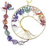 7 Chakras Stones Healing Crystals Tree of Life Wall Hanger Tumbled Gemstones Meditation Hanging Ornament
