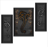 UV Textured Ganesh Modern Art Print Framed Painting Set of 3 for Home Decoration