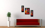 UV Textured Ganesh Modern Art Print Framed Painting Set of 3 for Home Decoration