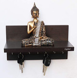 Display 7 Hook Wall Mounted Wooden Key Holders with Shelf Wenge/Decorative