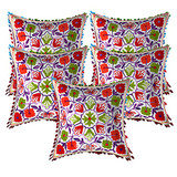 Cotton Suzani Embroidery Zipper Cushion Covers for Sofa Set Deewan Mattress Bed Chair Pillow Cover