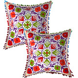 Cotton Suzani Embroidery Zipper Cushion Covers for Sofa Set Deewan Mattress Bed Chair Pillow Cover