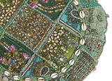 Cotton Sequin Embroidery Round Floor Pillow Cushion Cover