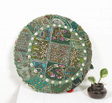 Cotton Sequin Embroidery Round Floor Pillow Cushion Cover