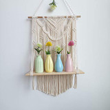 Macrame Wall Hanging Shelf, Wood Floating Hanging Storage Shelf Organizer Hanger