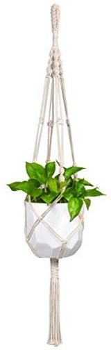 Macrame Plant Hanger Indoor Outdoor Hanging Planter Basket Cotton Rope 4 Legs 41 Inch: Garden & Outdoor