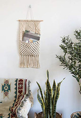 Macrame Magazine Storage Organizer Mount Cotton Wovening Hinging Boho Home Decor