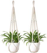 2 Pcs Macrame Plant Hangers Indoor Hanging Planter Basket Flower Pot Holder Jute Rope with Beads