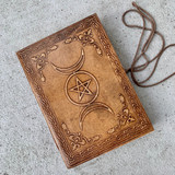 Celestial Triple Moon Leather Writing Journal