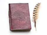 Peacock Bullet Journal Brown Leather Mandala
