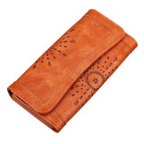 New fashion ladies long hollow three folds wallet ladies wallet ladies wallet purse fresh PU leather female clutch bag