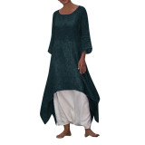 Solid maxi dress Long Dress Plus Size Vintage loose boho dress Women Sleeve dress women summer Beach robe longue sukienkia  #G8